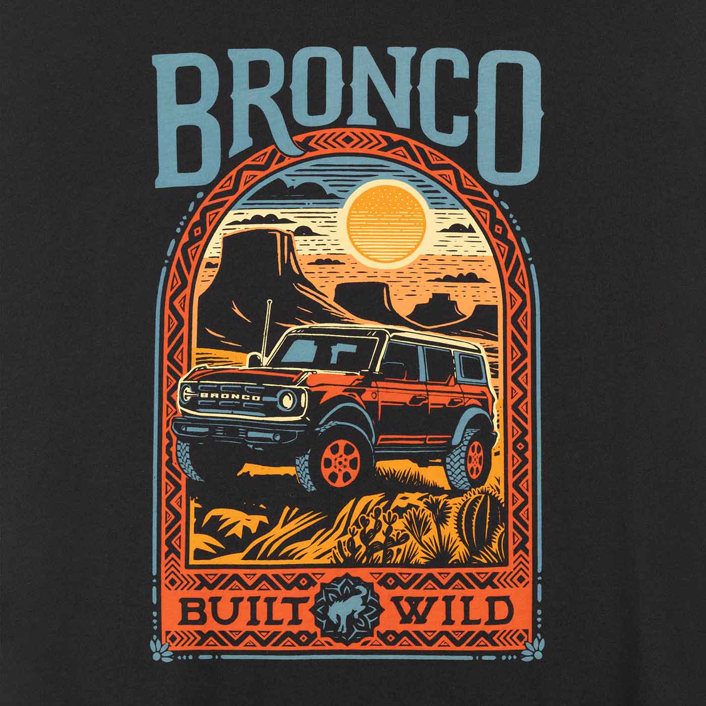 Ford Bronco Built Wild Mens Off Road Desert Adventure T-Shirt - Image 5