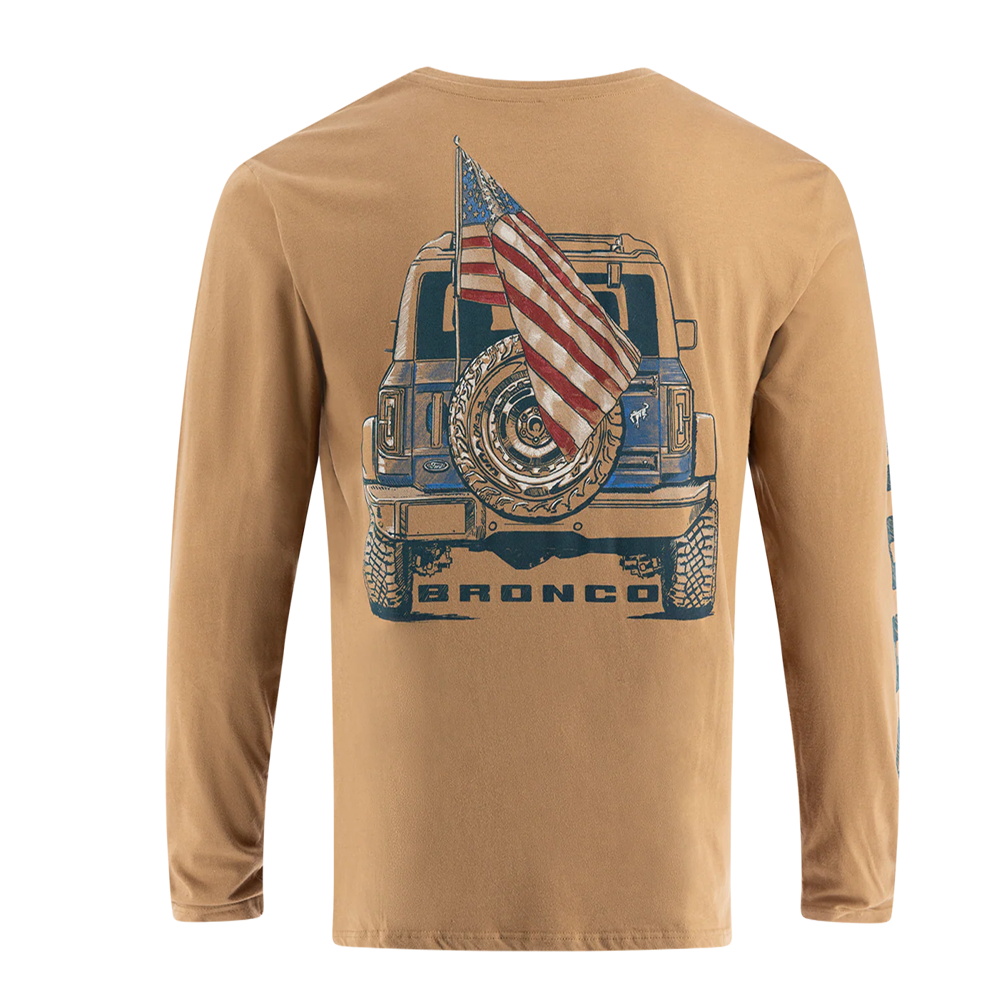 Ford Bronco Mens Illustrated Patriotic Graphic Long Sleeve Shirt - Image 4