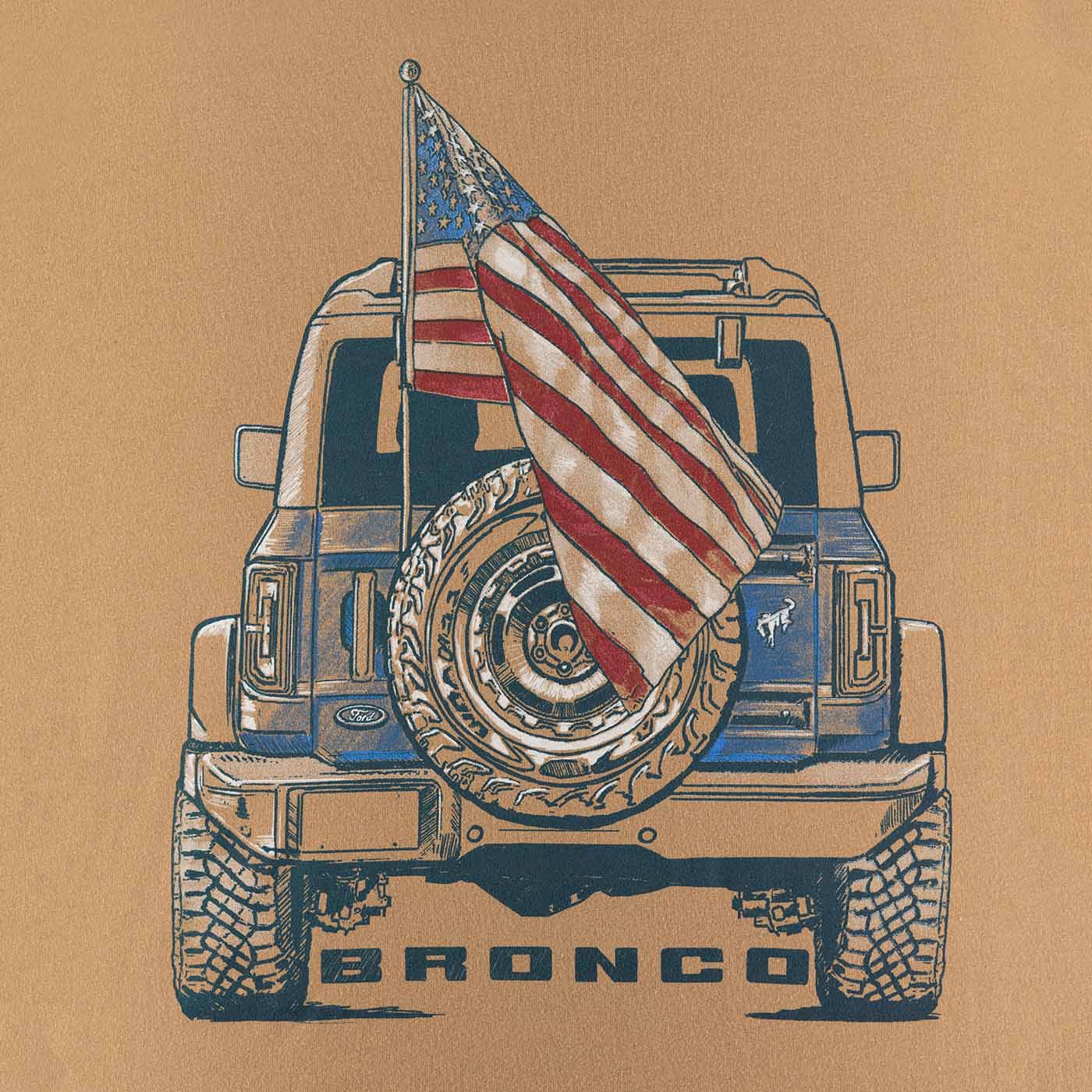 Ford Bronco Mens Illustrated Patriotic Graphic Long Sleeve Shirt - Image 6