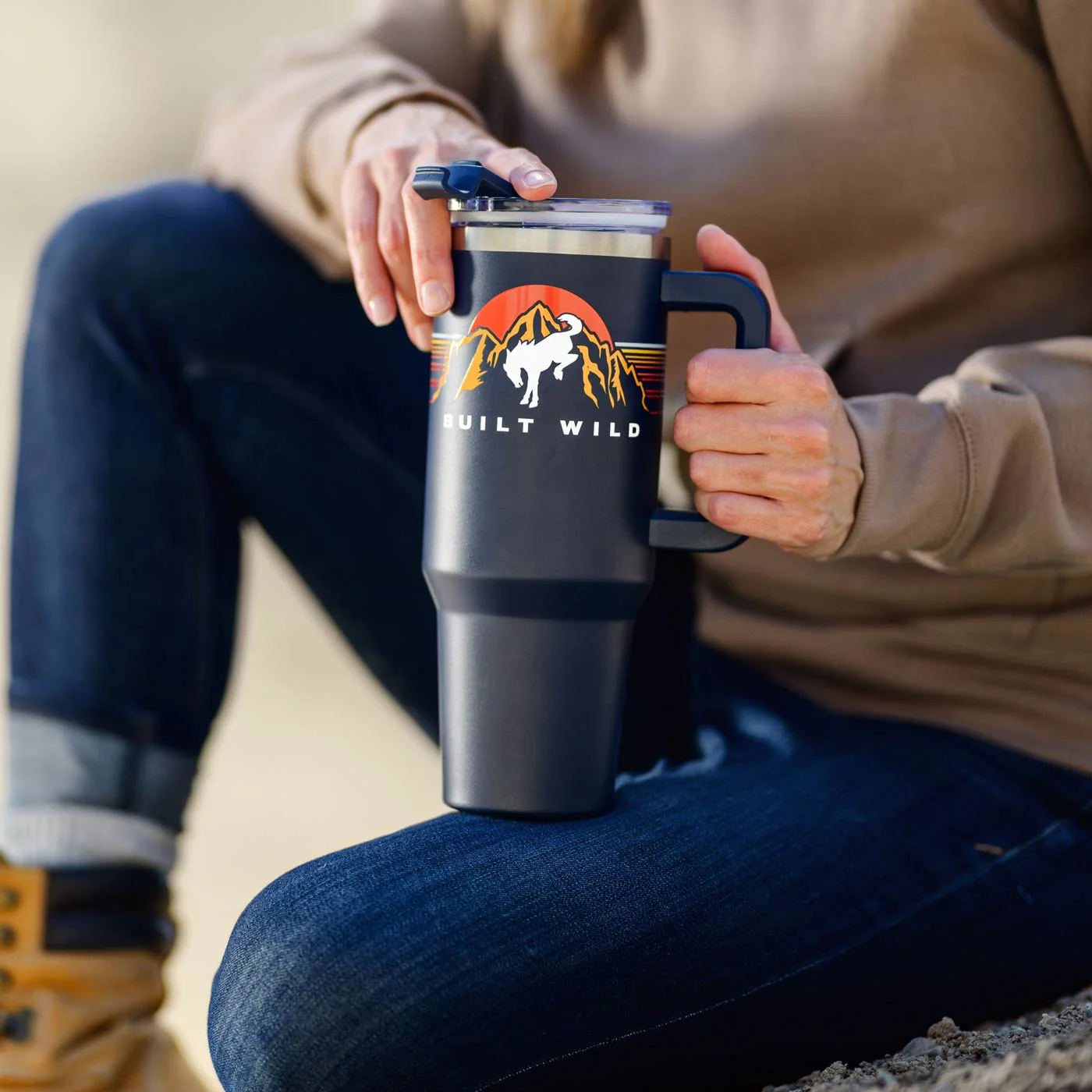 Ford Bronco Built Wild 40oz Stainless Steel Tumbler with Handle - Image 3