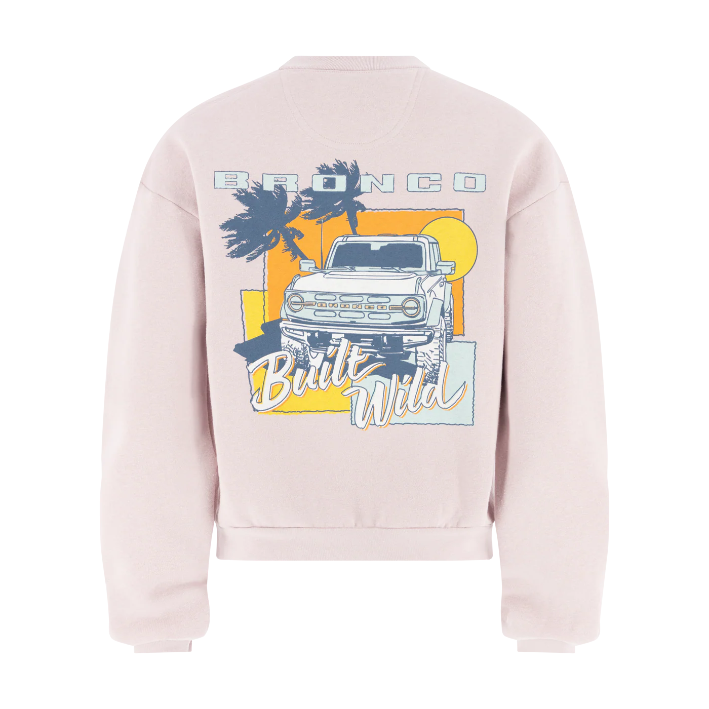 Ford Bronco Built Wild Womens Light Pink Crewneck Sweatshirt - Image 5