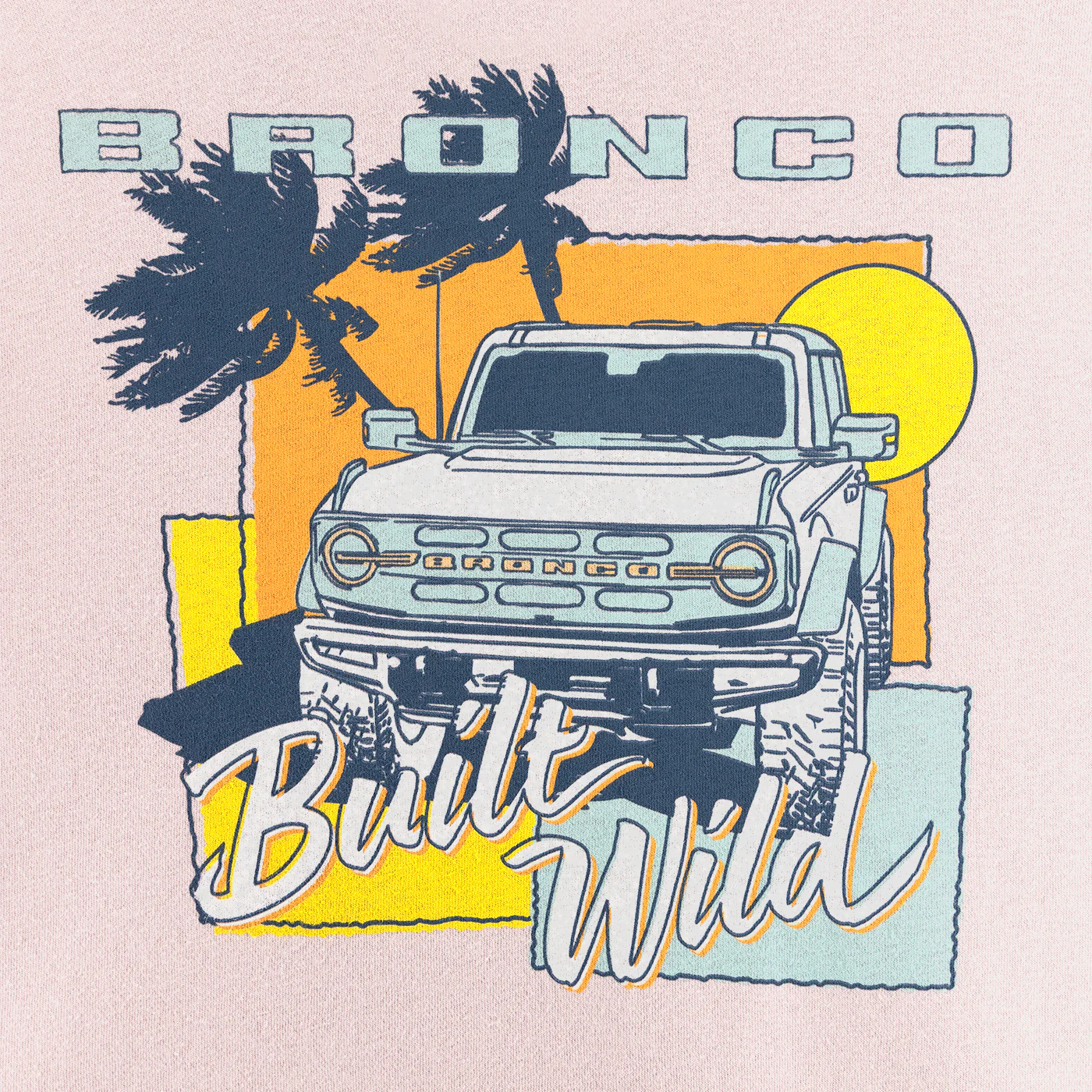 Ford Bronco Built Wild Womens Light Pink Crewneck Sweatshirt - Image 7