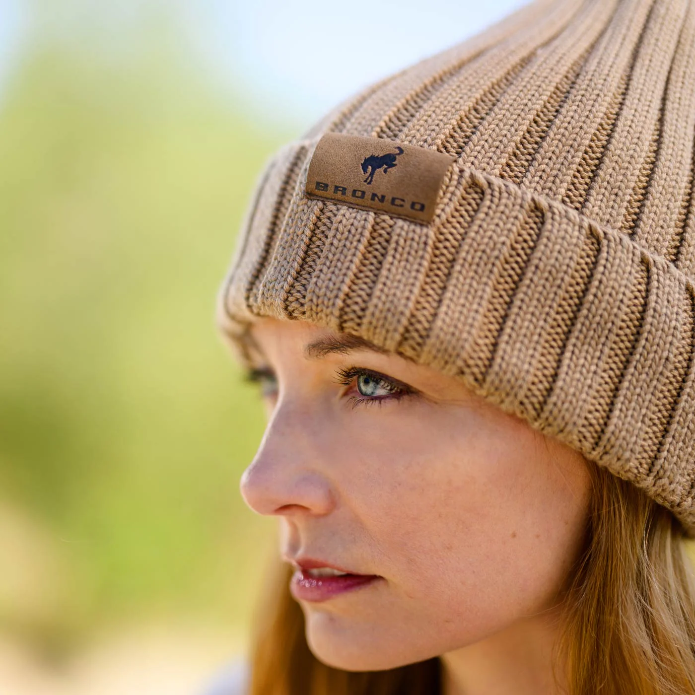 Ford Bronco Khaki Chunky Merino Wool Knit Hat - Image 3