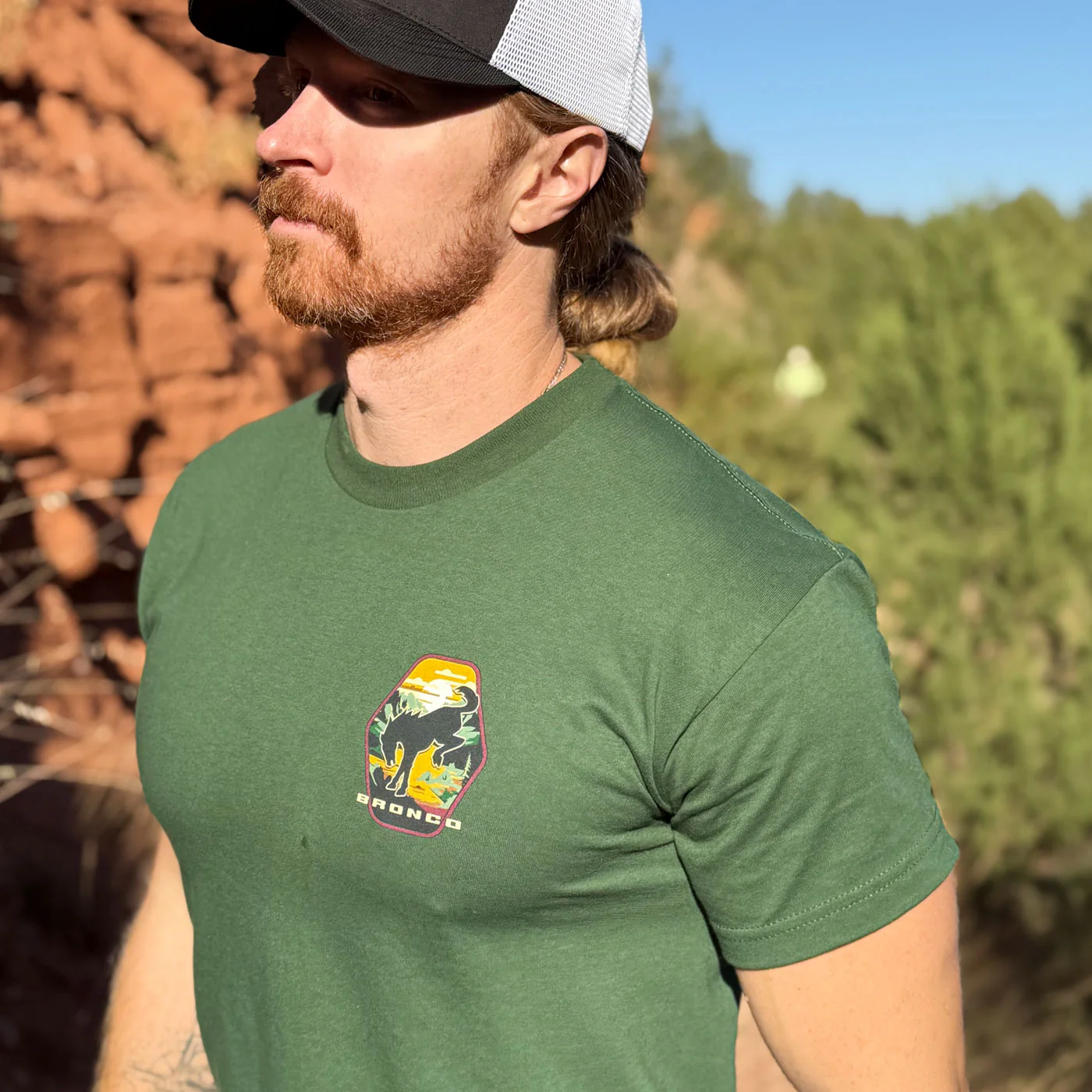 Ford Bronco Built Wild Badge Green Mens Short Sleeve T-Shirt - Image 3