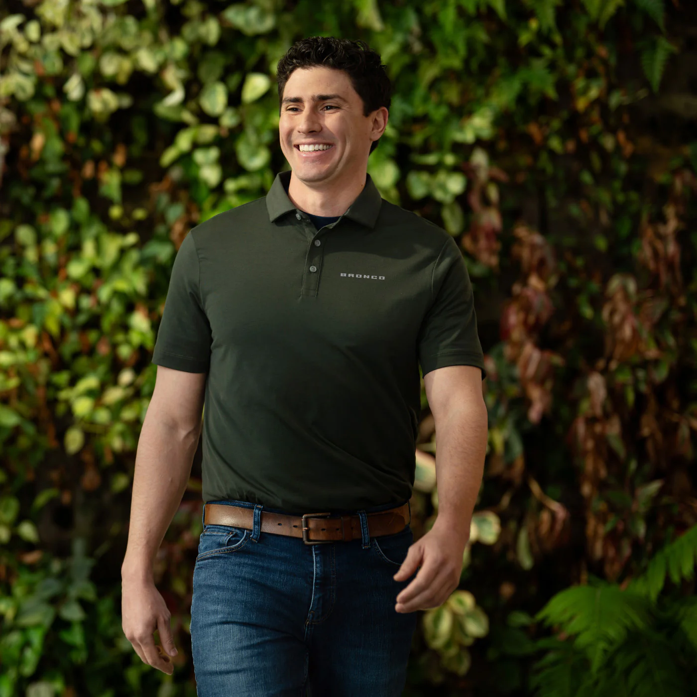 Ford Bronco Mens Dark Green Polo Shirt - Image 2