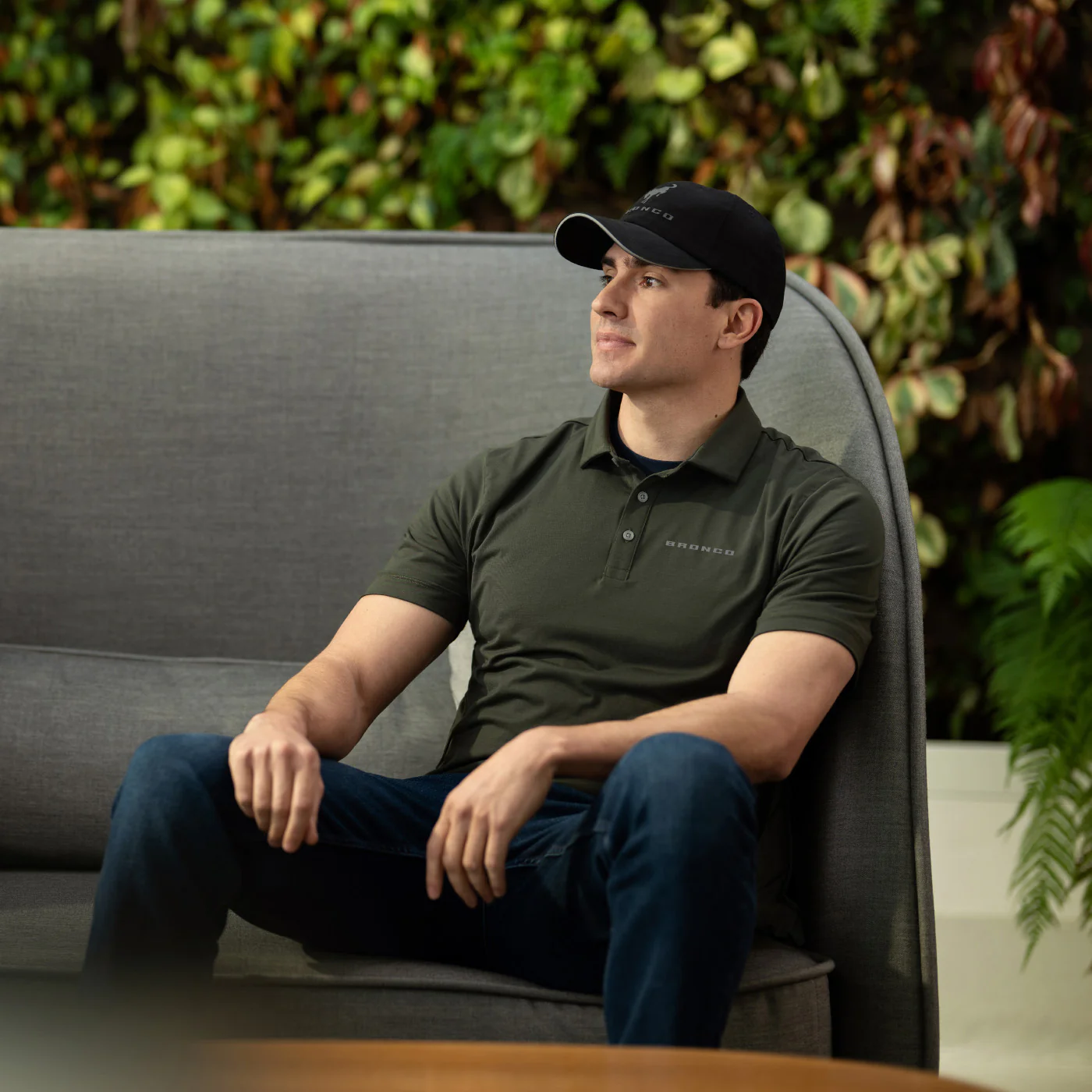 Ford Bronco Mens Dark Green Polo Shirt - Image 3