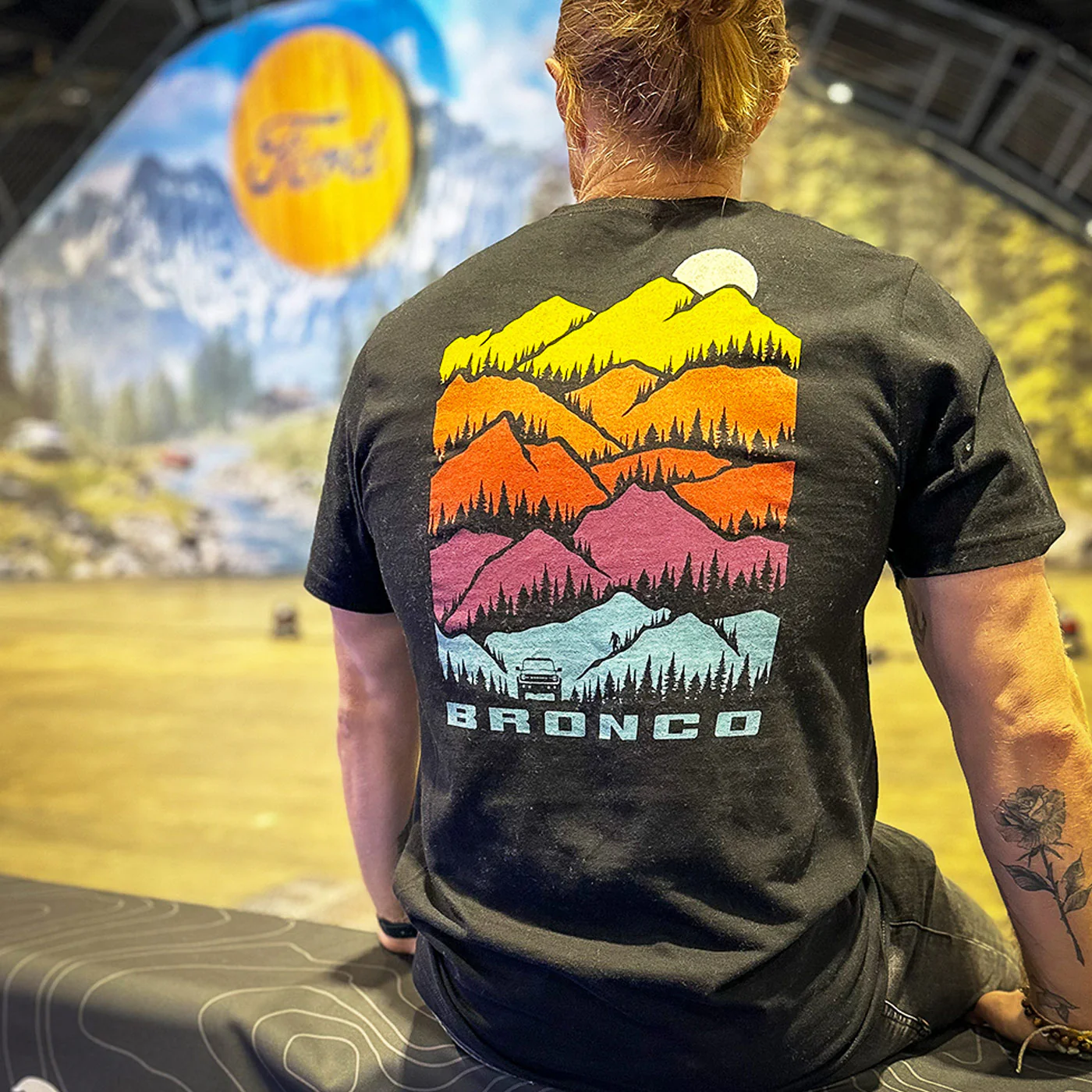 Ford Bronco Mens Multicolor Mountains Short Sleeve T-Shirt - Image 3