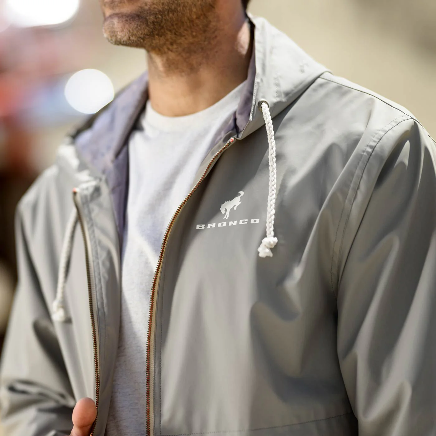 Ford Bronco Mens Khaki Full Zip Windbreaker - Image 3