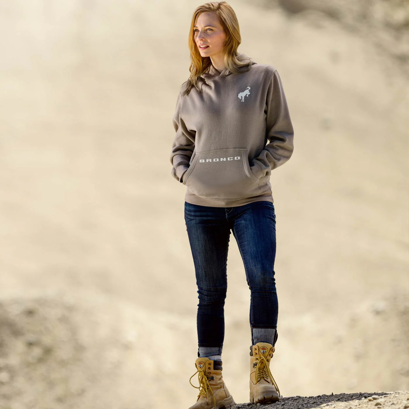 Ford Bronco Logo Beige Oversized Hoodie - Image 3