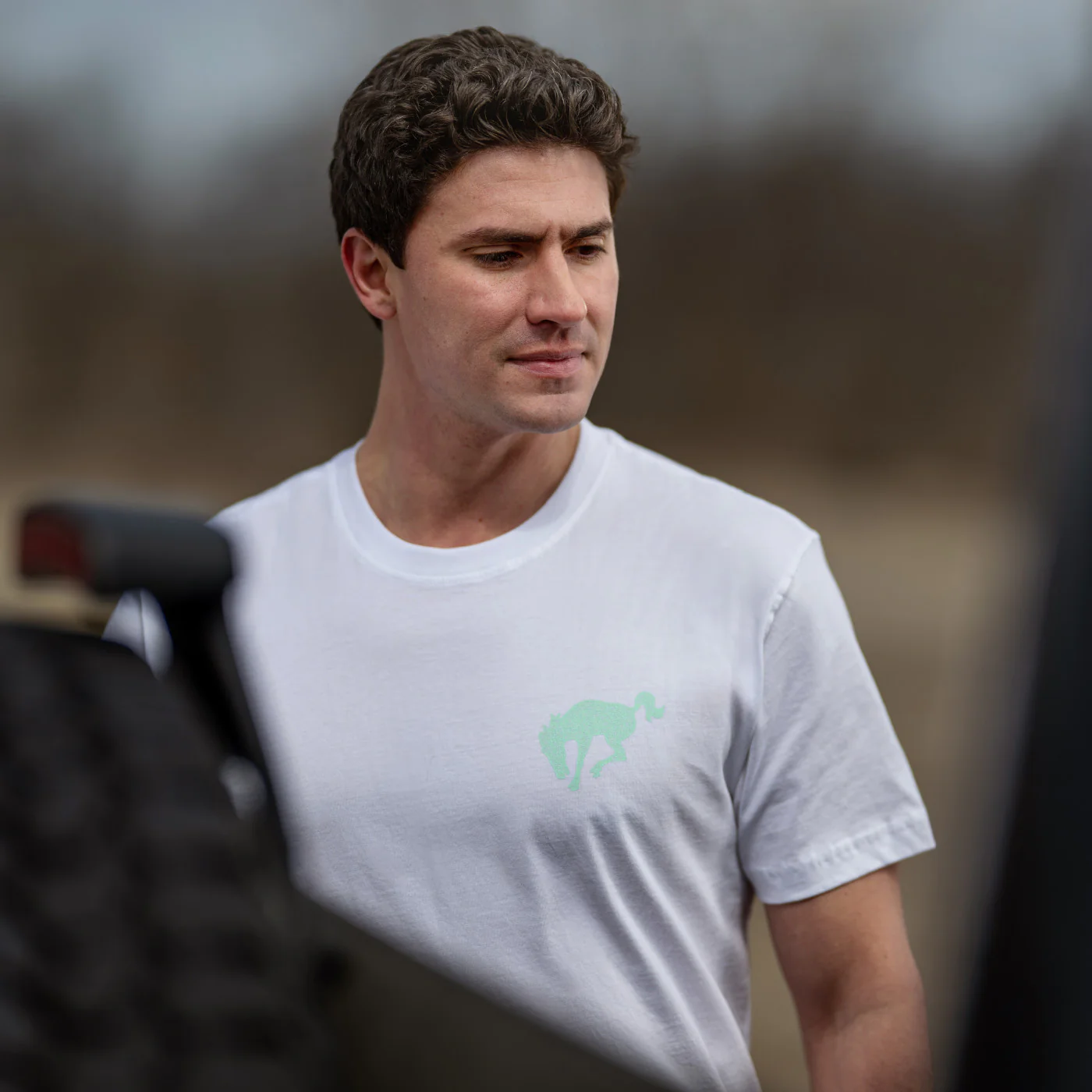 Ford Bronco Vintage Mens Teal Graphic T-Shirt - Image 2