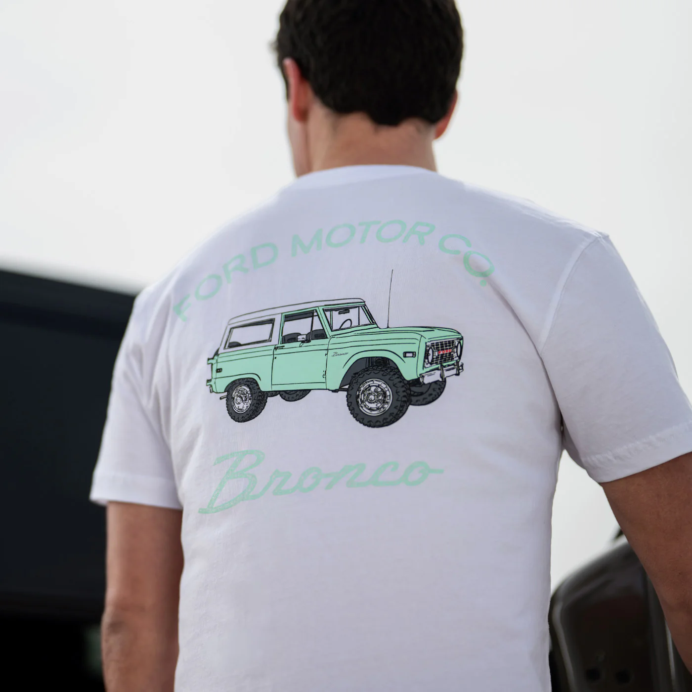 Ford Bronco Vintage Mens Teal Graphic T-Shirt - Image 4