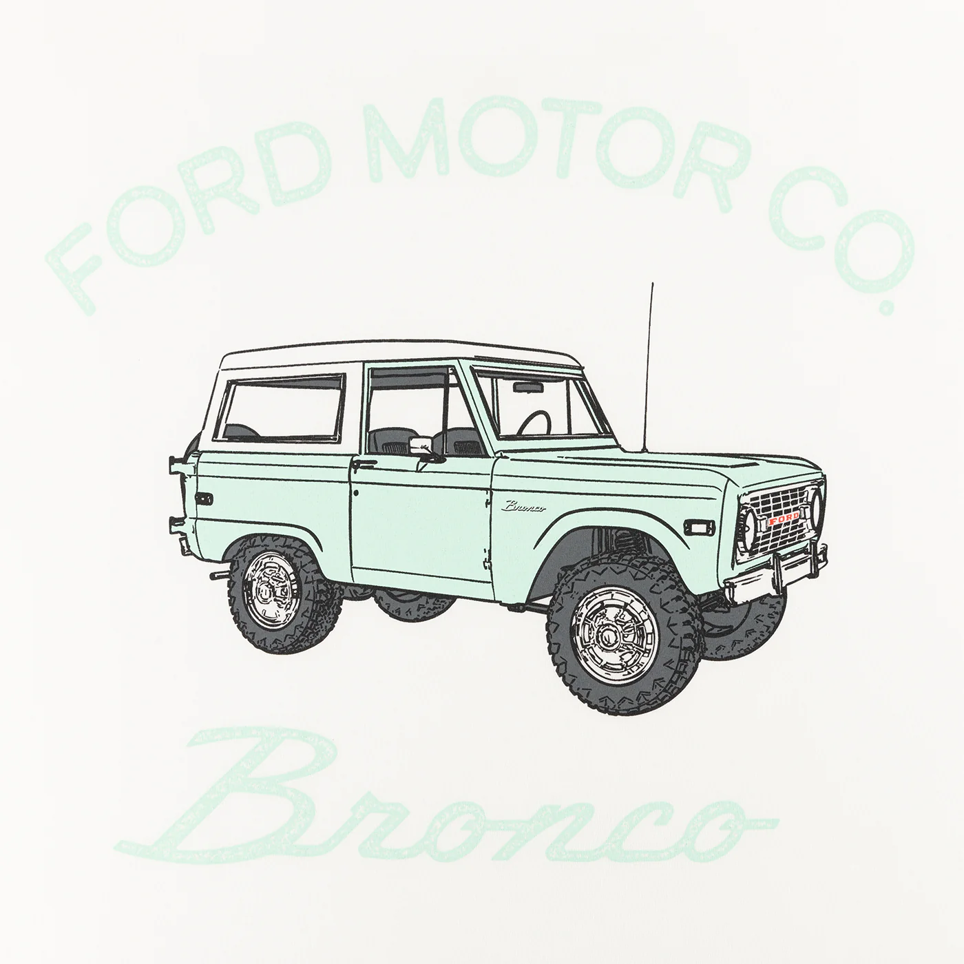 Ford Bronco Vintage Mens Teal Graphic T-Shirt - Image 7