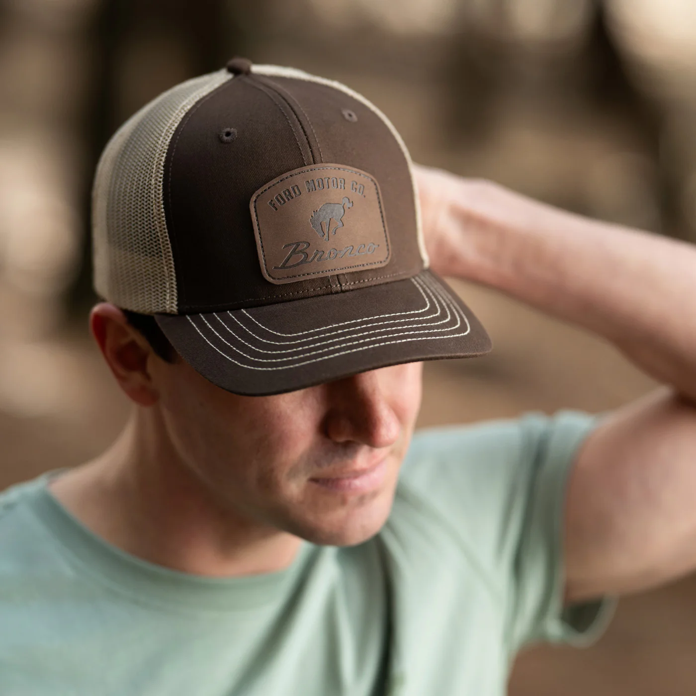Ford Bronco Vintage Sueded Patch Snapback Hat - Image 2