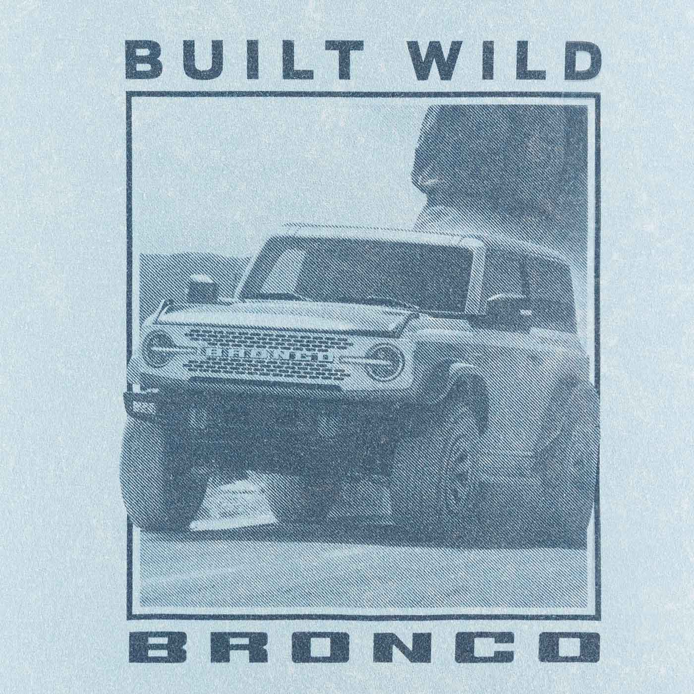 Ford Bronco Built Wild Womens Light Blue Cropped T-Shirt - Image 5