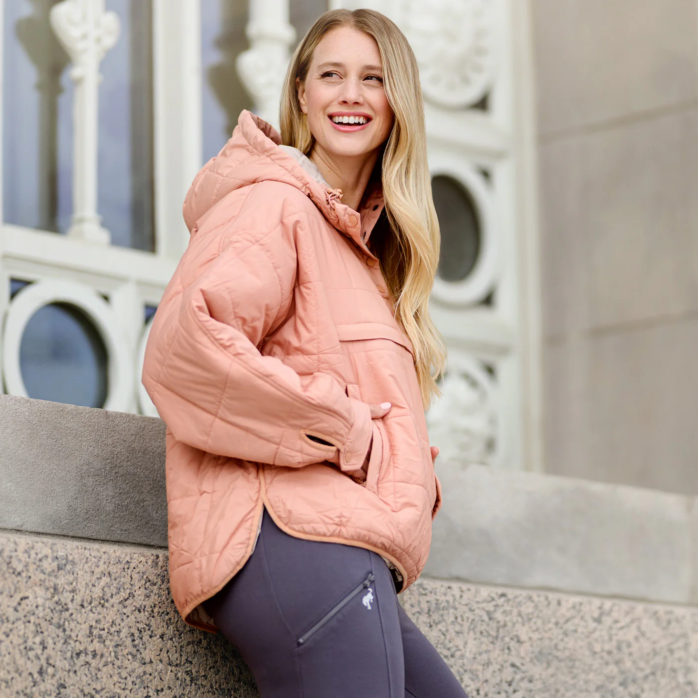 Ford Bronco Womens Pink High Low Quilted Puffer Jacket - Image 4