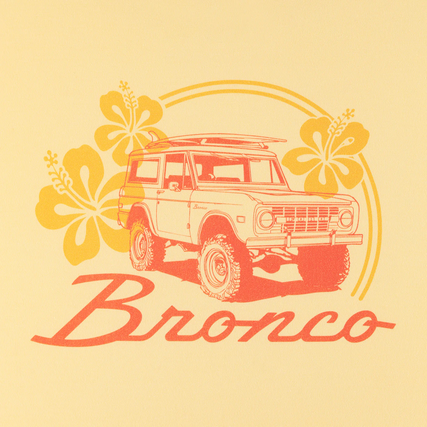 Ford Bronco Womens Light Yellow Graphic T-Shirt - Image 3