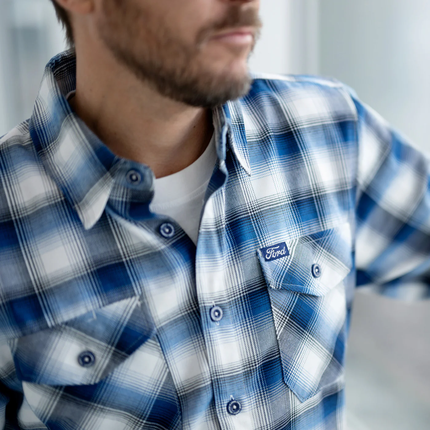 Ford Dixxon Blue Flannel Shirt - Image 3