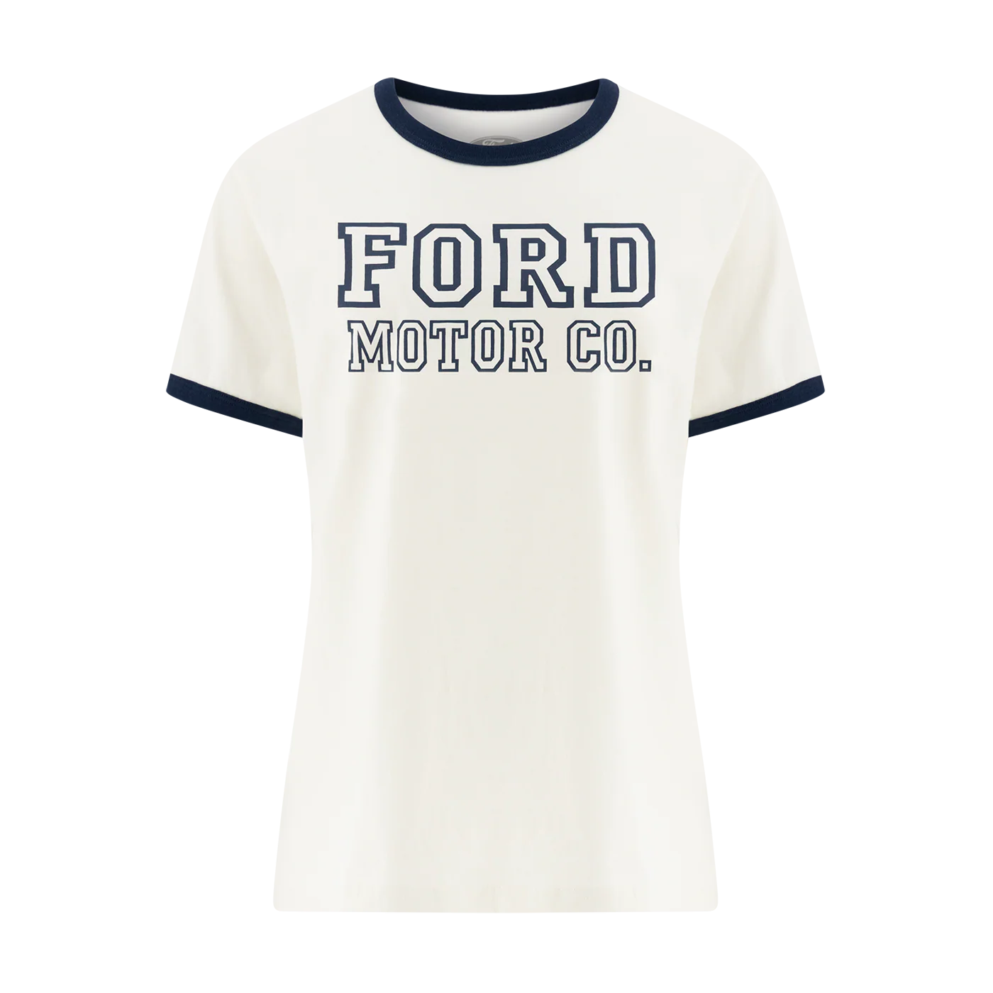 Ford Logo Womens Cream Collegiate Ringer T-Shirt