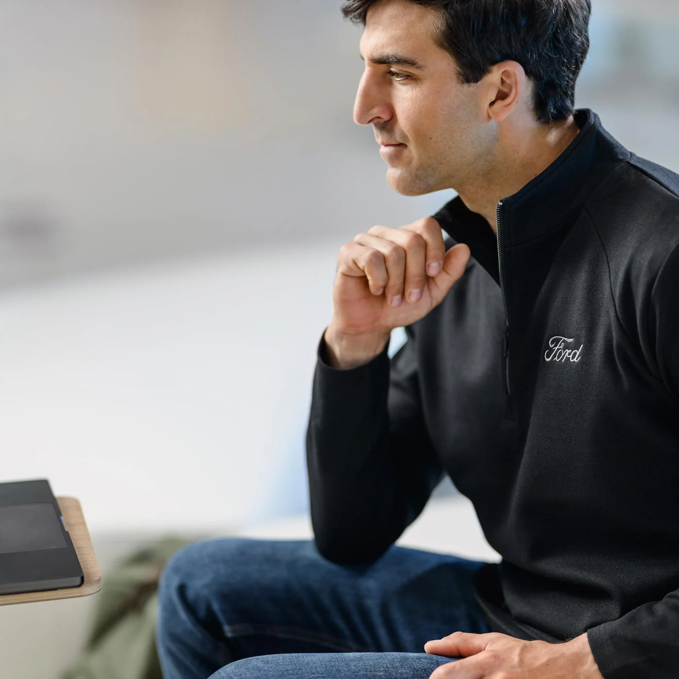 Ford Mens Black Long Sleeve Performance Quarter Zip - Image 3