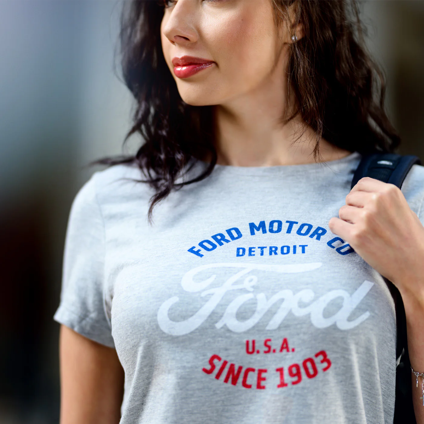 Ford Motor Co 1903 Red White & Blue Womens T-Shirt - Image 3