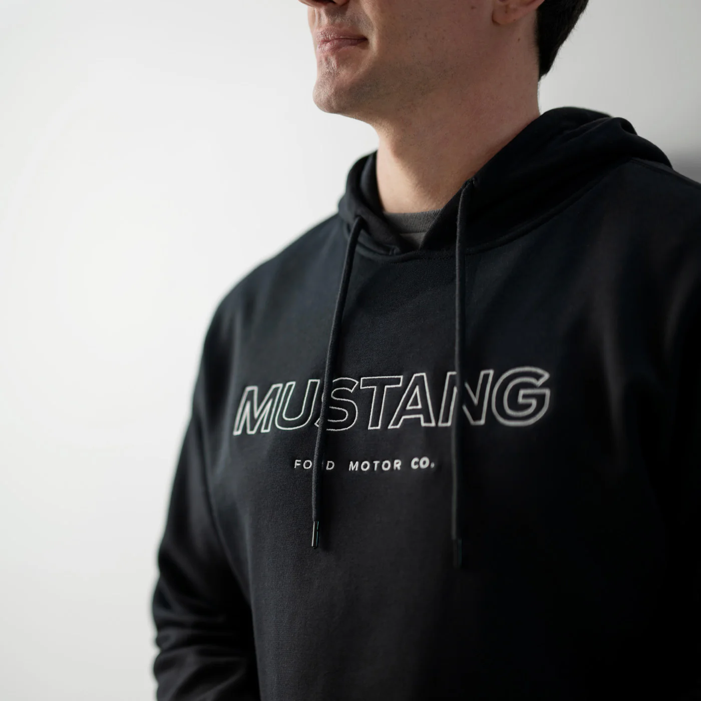 Ford Mustang Mens Black Block Letter Hoodie - Image 3
