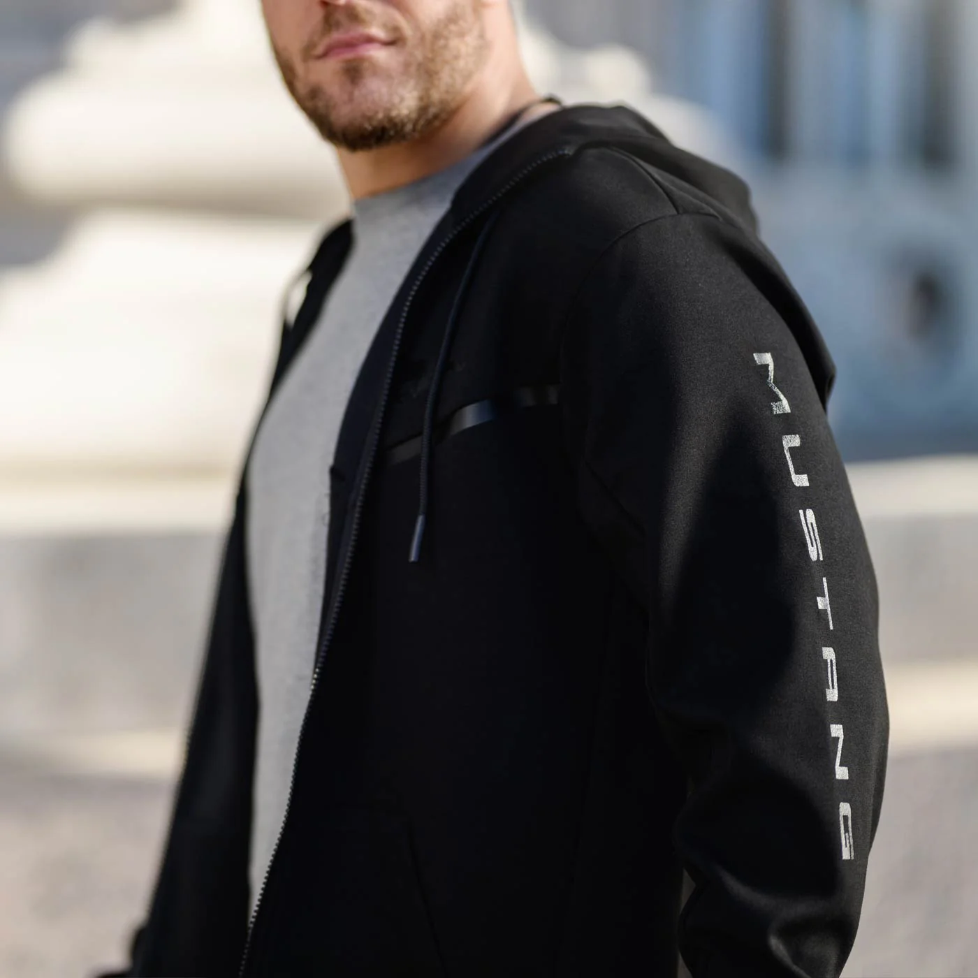 Ford Mustang Mens Black Zip Up Hoodie - Image 4