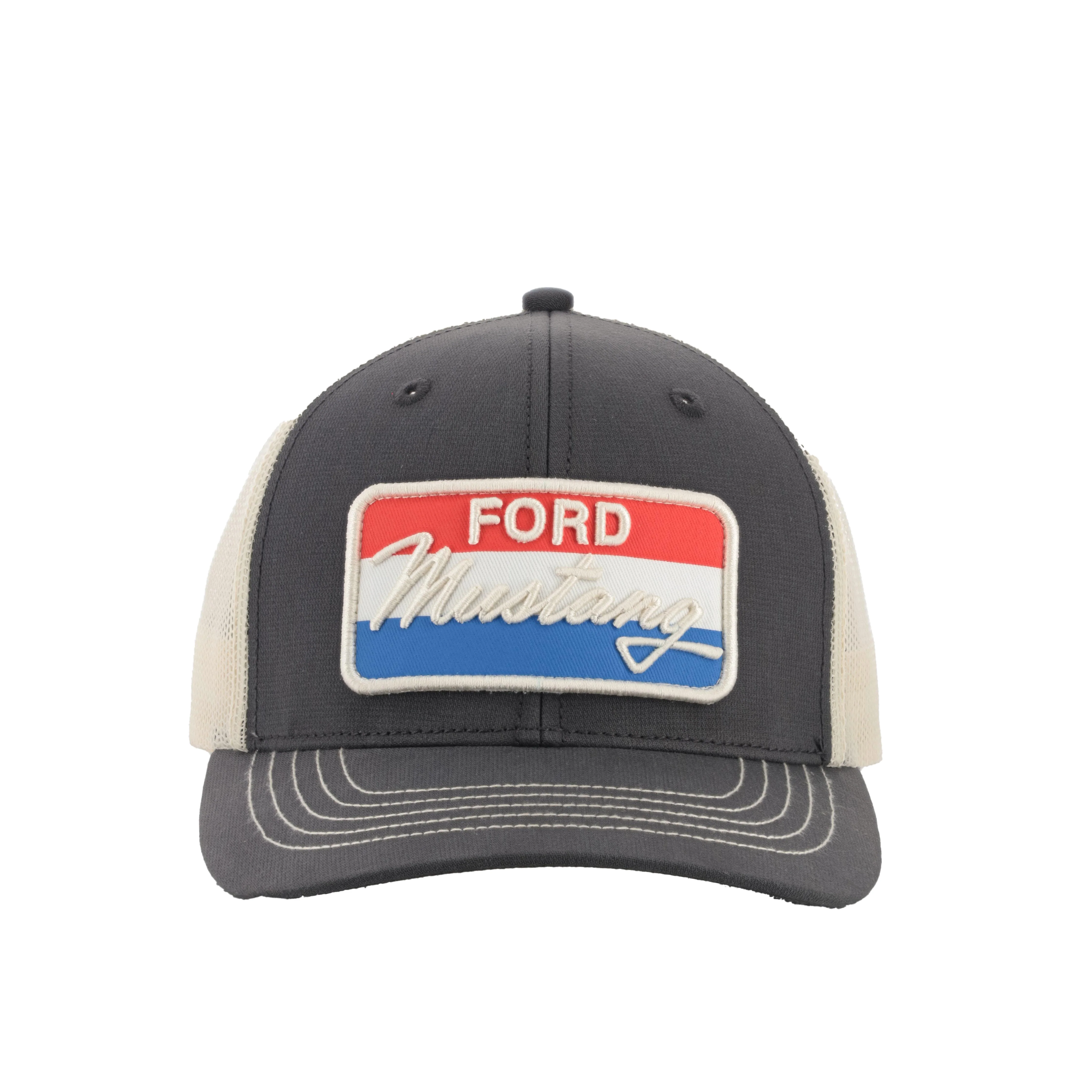 Ford Mustang Vintage Striped Patch Snapback Hat - Image 5