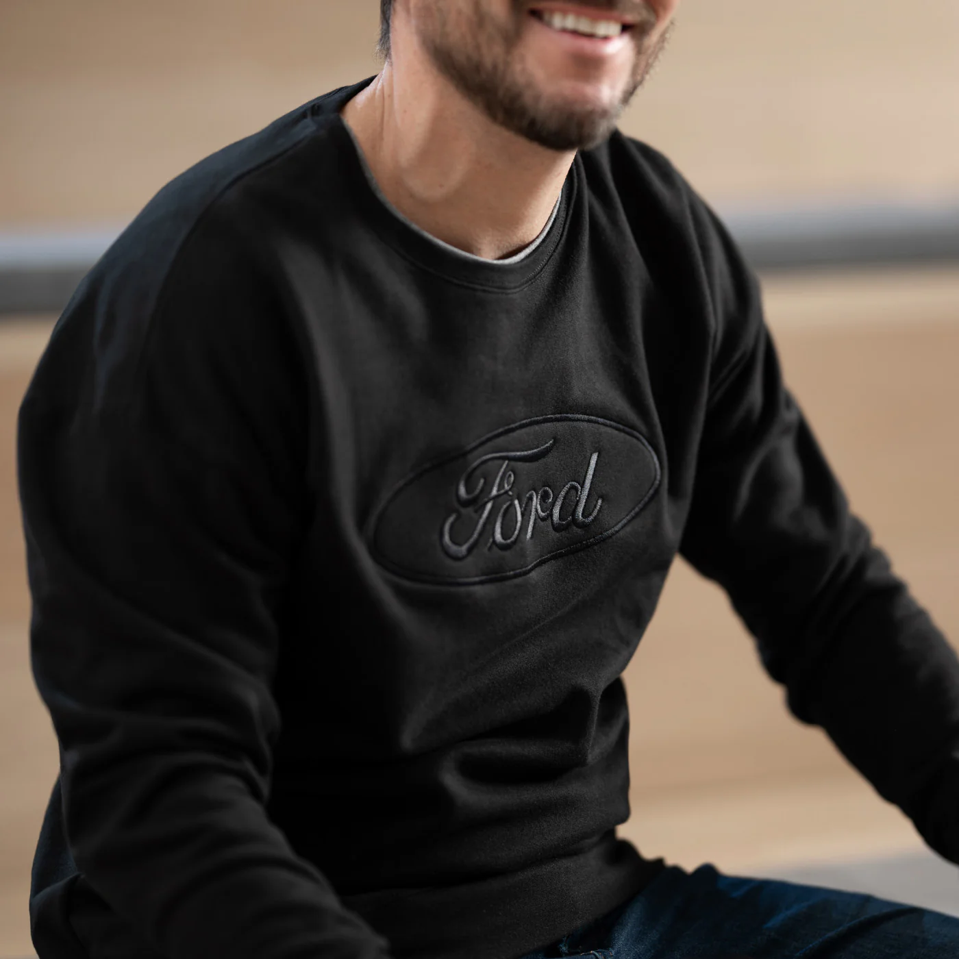 Ford Oval Black Crewneck Sweatshirt - Image 2