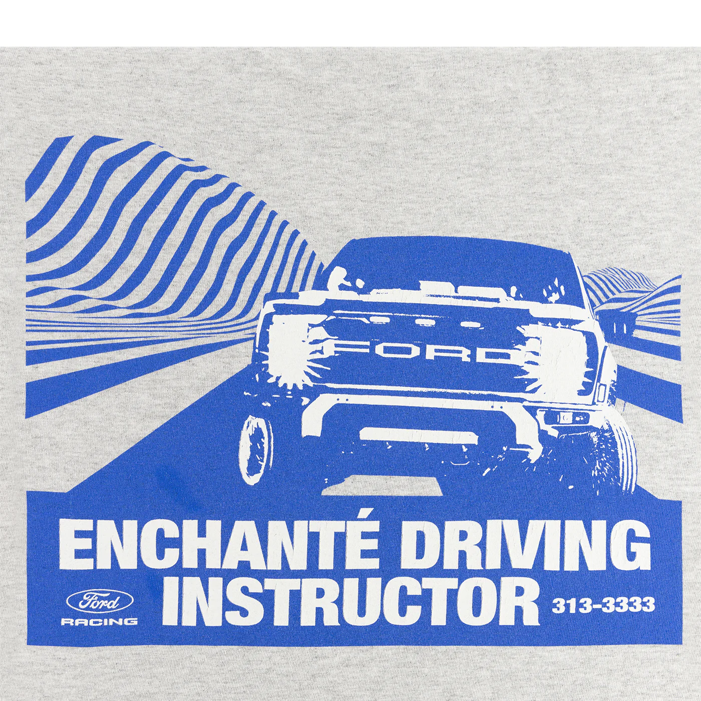 Ford Racing x Enchanté Mens Driving Instructor Graphic T-Shirt - Image 3