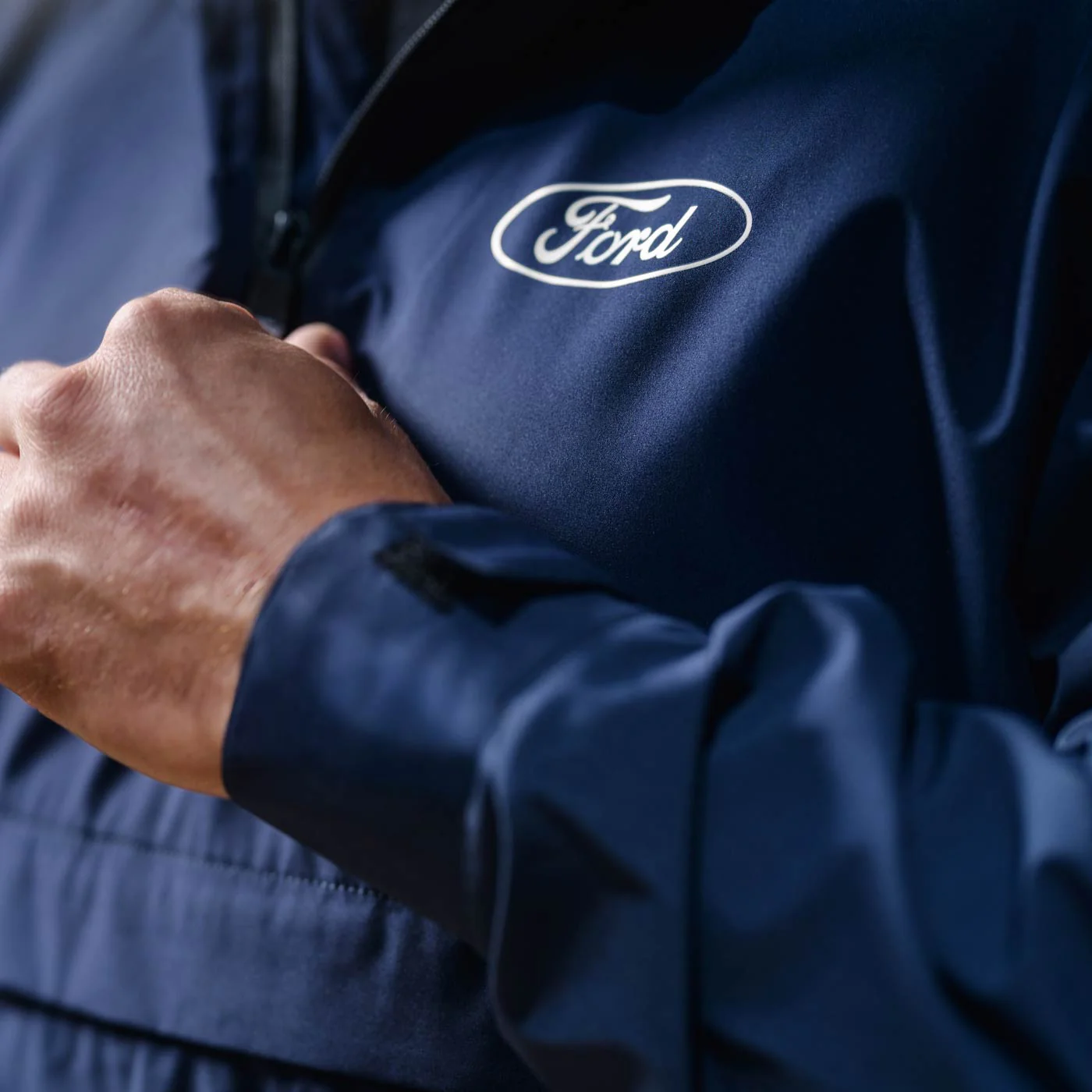 Ford Navy Blue Packable Quarter Zip Windbreaker Rain Jacket - Image 4