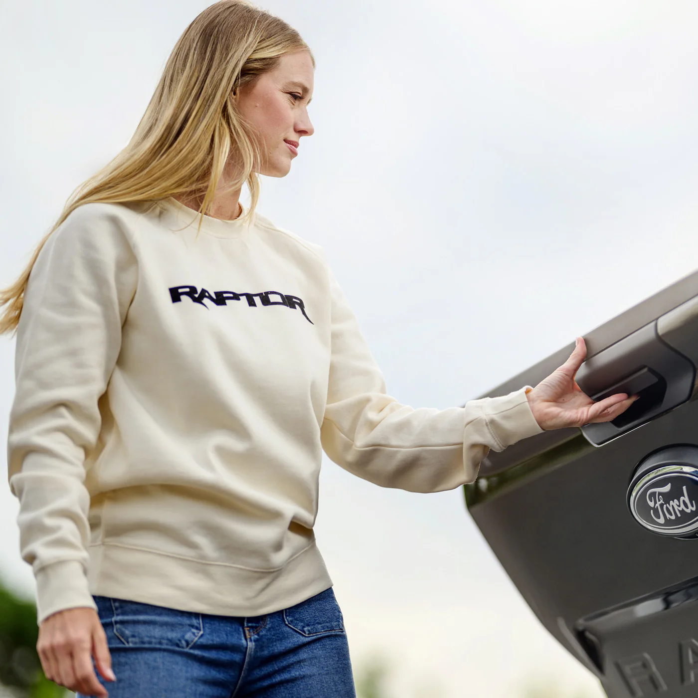 Ford Raptor Cream Fleece Crewneck Sweatshirt - Image 3
