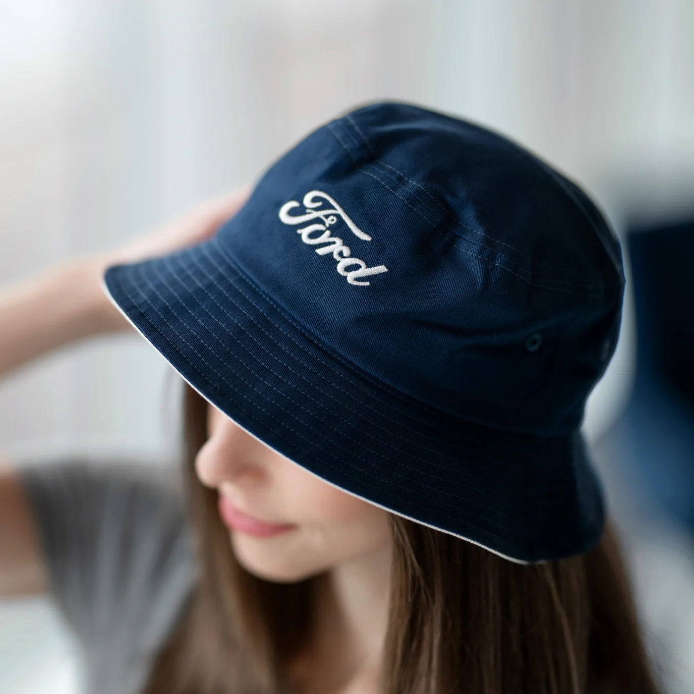 Ford Script Navy Blue Bucket Hat - Image 3