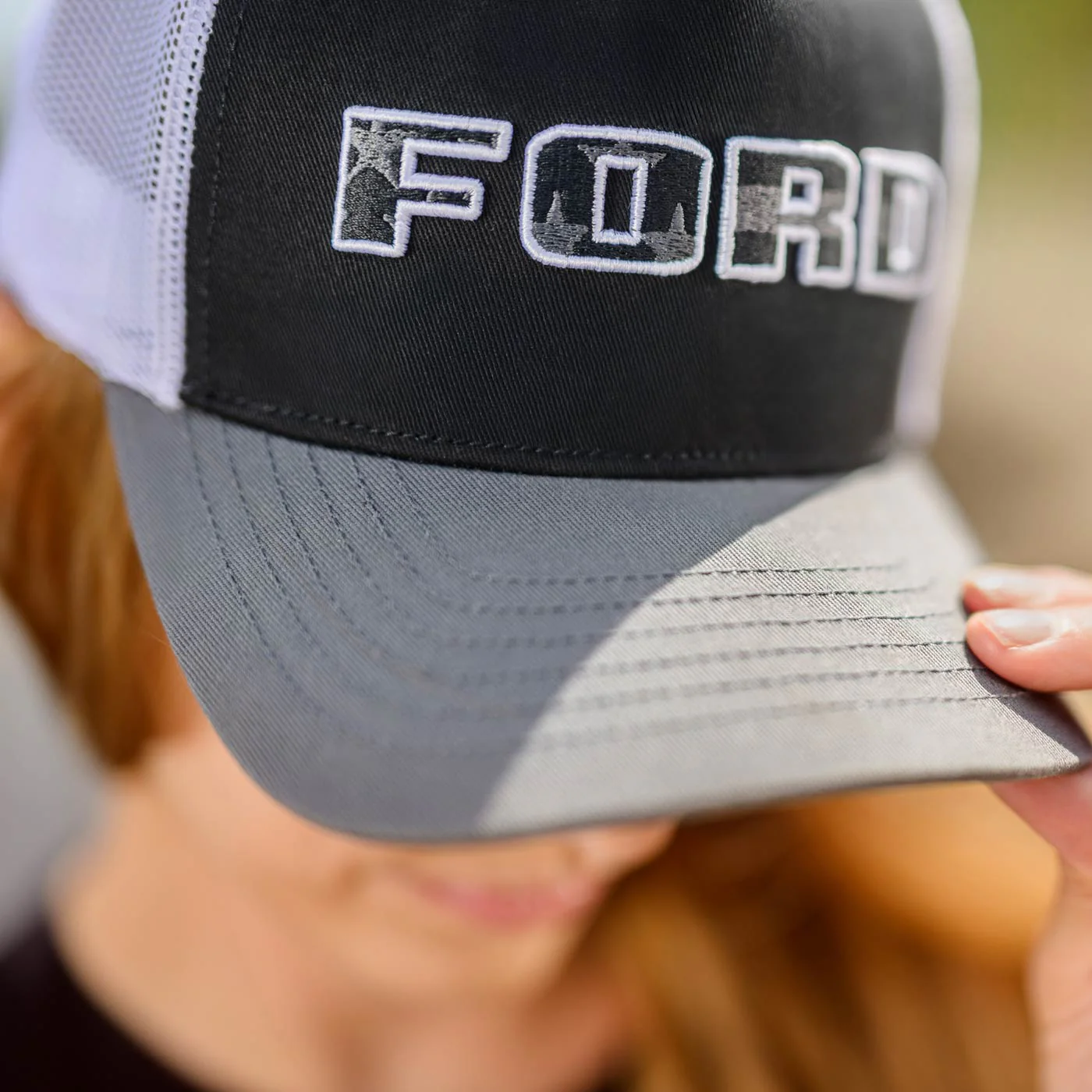 Ford Trucks Block Letter White Mesh Snapback Hat - Image 3