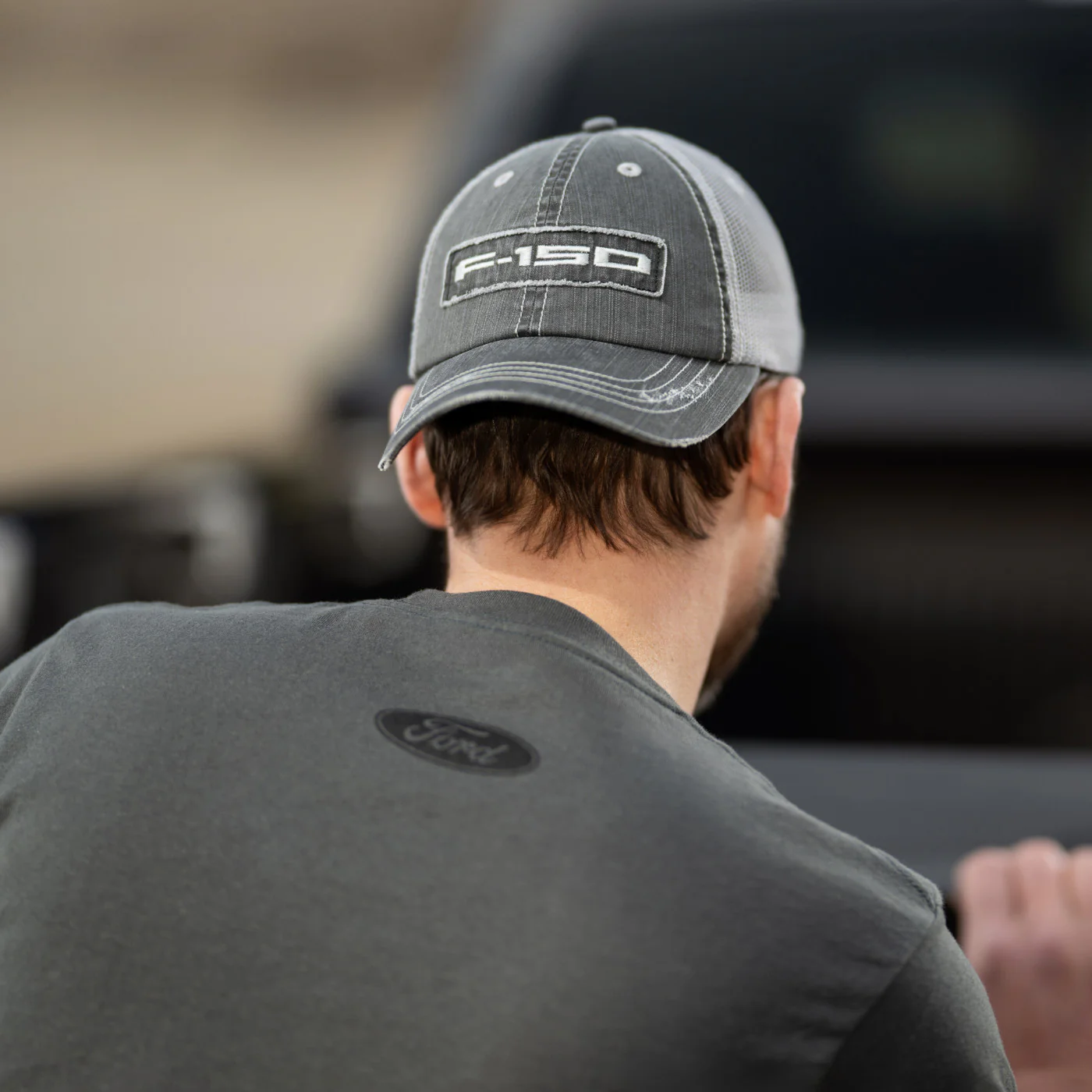 Ford F-150 Gray Denim Snapback Trucker Hat - Image 3