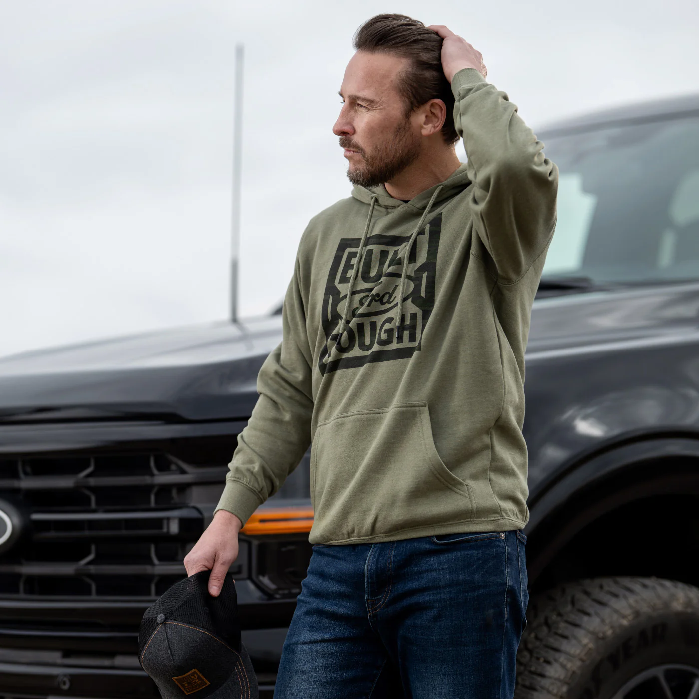 Ford Trucks Green Built Ford Tough Mens Hoodie - Image 3