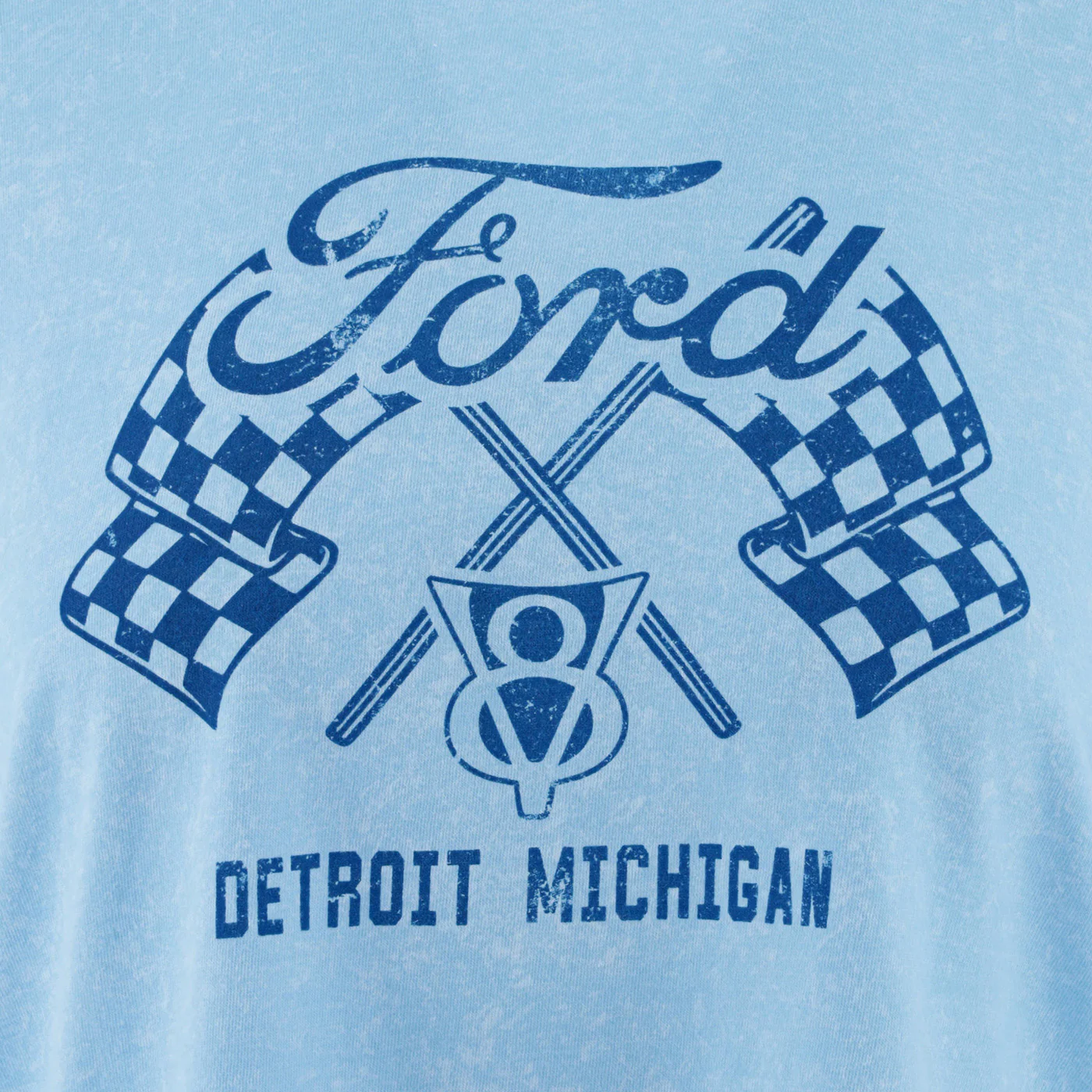 Ford V8 Checkered Flag Womens Relaxed Crop Top - Image 3